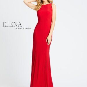 Mac Duggal Halter Open Back Maxi Gown Dress